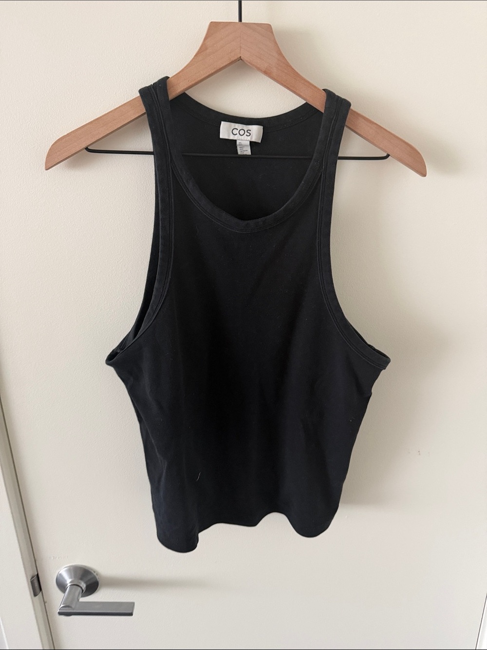 COS Black cotton Neck Tank Top